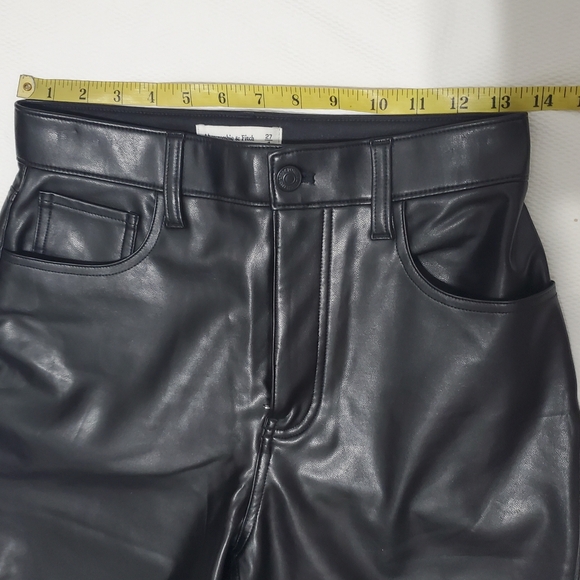Abercrombie & Fitch Vegan Leather Ankle Straight Ultra High Rise Jeans 27 Waist - Picture 8 of 10